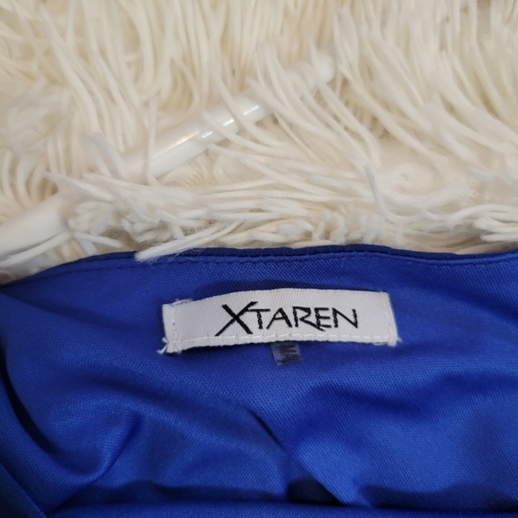 Xtaren semi formal One Shoulder Blue/White/Black Cheron Maxi Dress size S - Picture 6 of 6